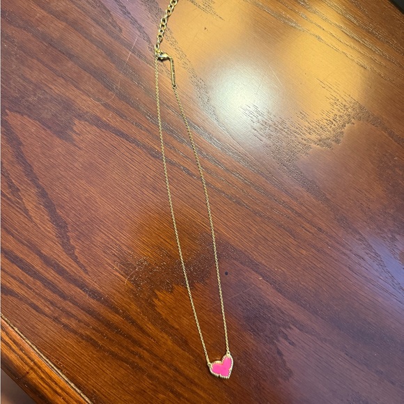 Kendra Scott Gold Pink Heart Necklace and Pink Heart Earrings - Picture 4 of 8